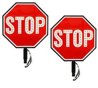 Segnale di Stop Lento a LED bifacciale da 18 pollici Cartello riflettente portatile per il controllo del traffico per la sicurezza degli attraversamenti pedonali(STOP/STOP)