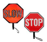 Segnale di Stop Lento a LED portatile da 18 pollici Cartello di controllo del traffico riflettente bifacciale per controllo attraversamenti pedonali