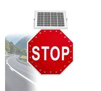 Segnale di stop ottagonale da 24 pollici con LED riflettenti a energia | Segnale di stop ottagonale da 24 pollici con design a LED riflettente solare, realizzato in alluminio resistente per una