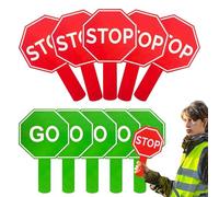 Segnale di stop per bambini, segnale di stop and go, 10 pezzi, impermeabile, su entrambi i lati, con maniglia per il controllo del traffico e parcheggio, attività di sensibilizzazione alla sicurezza