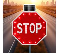 Segnale Di Stop Stradale Di Grandi Dimensioni, Segnale Di Stop Lampeggiante Ad Energia Solare Riflettente Per Traffico Stradale, Resistente Alle Intemperie E Facile Da Montare(60 * 60cm/24in)