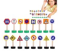 Segnale di Traffico per I Giochi di Gioco - 16 Volte Segnali di Traffico per Bambini Playset | di Segnalazione del Crosswalk, Gioco di Apprendimento Precoce, in Legno per Raga