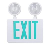 Segnale di Uscita a LED Verde con Luci di Emergenza, Due Luci di Uscita di Emergenza a Testa Regolabile con Batteria di Riserva, Luci di Emergenza Commerciali Impermeabili