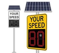 Segnale di visualizzazione della velocità Radar a energia Solare da 24"x35" - Indicatore Lampeggiante del Limite di velocità per autostrade e Strade, Segnale di Feedback a LED per la