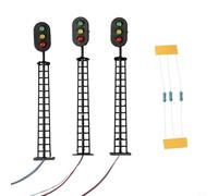 Segnale Ferroviario 3 Aspetti per 3v 12V Pre-cablato Segnale | per 3v diretto o 12V resistenza, cavi pre-installati, corrente operativa 20mA