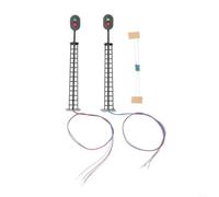 Segnale Ferroviario OO Pre-cablato ABS Metallo 83mm | Luci LED rosse e verdi, tensione per 3v, ideale per tracciati OO, segnale a 2 aspetti realistico