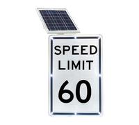 Segnale flash solare limite velocità a LED alluminio ad alta visibilità da 18"x 24" - Segnale di pericolo for traffico stradale, IP65, alluminio, uso esterno, robusto(60mph)