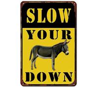Segnale in metallo resistente Slow Your Down Sign Use Outdoor Makes a Funny Slow Down Segnale stradale di quartiere 20,3 x 30,5 cm, retrò