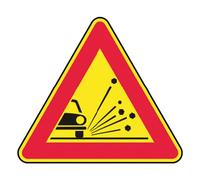 Segnale materiale instabile su strada cartello stradale a triangolo lunghezza...