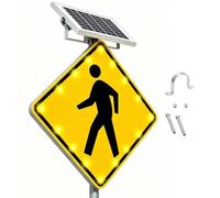 Segnale Pedonale a LED Solare Lampeggiante, Segnale di attraversamento pedonale a LED lampeggiante solare, 16 LED IP65 per borghi tranquilli e vie comunali rurali(30")