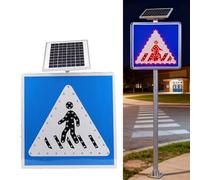 Segnale pedonale solare lampeggiante a LED da 24 pollici per attraversamenti pedonali, segnale quadrato ad alta visibilità per scuole e strade, facile da installare