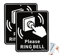 Segnale per campanello in metallo alluminio resistente ai raggi UV, resistente allo sbiadimento e alla ruggine, con supporto adesivo e 2 fori, 12x15 cm, confezione da 2