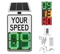 Segnale Radar Di Velocità A LED Con Display A Energia Solare E Sfondo Riflettente Arancione, Telaio In Alluminio Resistente Alle Intemperie, For Scuole O Strade(White,60 * 60cm)