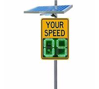 Segnale radar di velocità - Alimentazione solare integrata, display, for autostrade, strade a velocità limitata con accessori(B,24 * 35in)