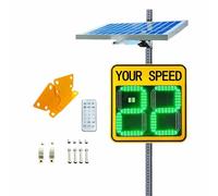Segnale radar di velocità - Alimentazione solare integrata, display, limite di velocità alimentato con accessori for autostrade, strade a velocità limitata(Yellow,24 * 24in)
