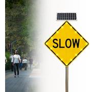 Segnale Solare Lampeggiante a LED "SLOW" | Impermeabile IP65, con hardware di montaggio, for una migliore visibilità di notte, pioggia o nebbia(24in)