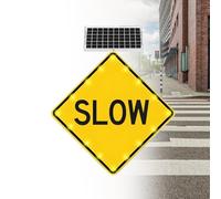 Segnale Solare Lampeggiante a LED "SLOW" | Impermeabile IP65, con hardware di montaggio, for una migliore visibilità di notte, pioggia o nebbia(30in)