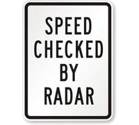 Segnale stradale di avvertimento "Controllato da radar", formato 8x12 pollici, in alluminio, per autostrade e strade.