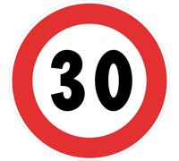SEGNALE STRADALE LIMITE VELOCITÀ Ø 60, FIG. 50 "30 KM/H" con bulloneria