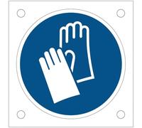 Segnaletica bordo macchine - È obbligatorio usare i guanti protettivi - In Alluminio o Forex Con Stampa Diretta U.V. (IDEALE ANCHE PER ESTERNO) (Pannello in Alluminio, 10x10 cm)