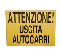 ►Segnaletica di Sicurezza sul lavoro - Segnali Cantieri - ATTENZIONE USCITA AUTOCARRI - Cartello plastica rigida (Forex® 3mm) - f.to 700 x 500 mm (35.000)