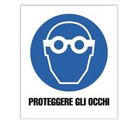 ►Segnaletica di Sicurezza sul lavoro - Segnali di Obbligo - PROTEGGERE GLI OCCHI - Cartello plastica rigida (Forex® 3mm) - f.to 180x210 mm (21.010)