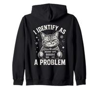 Segnaletica Divertente I Identify As A Problem Bad Cat Felpa con Cappuccio