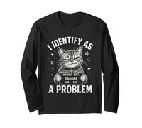 Segnaletica Divertente I Identify As A Problem Bad Cat Maglia a Manica