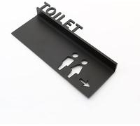 Segnaletica igienica for porta a parete, 3D, carte d'identificazione mano a mano for uomini e donne, promemoria indicatore WC guida scheda logo stereo(Toilet Right Arrow,35x17cm)