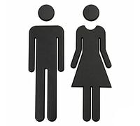 segnaletica per bagni, Adesivo da parete con specchio acrilico nero, targa for toilette da donna, da uomo, 20 x 6,5 cm(Black)