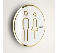Segnaletica per bagni, Targa for porta WC Adesivo for Specchio in acrilico oro brillante(Toilet,15X15CM)
