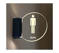 Segnaletica per bagno, Wall Mount 8 Inch Round Luminous Sign, for Bathroom Lounge, Office or Business,