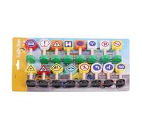 Segnaletica per - Set di 16 segnaletica in legno | Set di gioco di strada per auto e tappetini da gioco, legno educativo per l'apprendimento precoce e