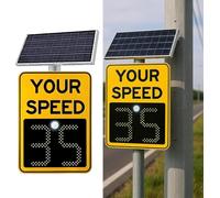 Segnaletica radar solare per la visualizzazione della velocità con feedback a LED, in lega di alluminio, resistente alle intemperie per autostrade e strade a velocità limitata (61x89 cm)