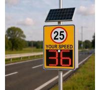 Segnaletica radar solare per la visualizzazione della velocità con feedback a LED, in lega di alluminio, resistente alle intemperie per autostrade e strade a velocità limitata (61x89 cm)