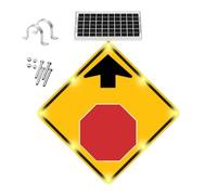 Segnaletica solare Stop Ahead con Smart Auto Flash LED, segnaletica stradale in alluminio resistente alle intemperie per incroci pericolosi, dal tramonto all'alba, 10 W fuori dalla griglia