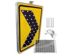 Segnaletica stradale a LED a destra, segnaletica a chevron lampeggiante solare in alluminio, segnaletica in metallo con freccia e accessori(24x31.5in)