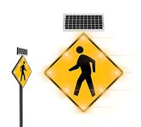 Segnaletica stradale lampeggiante LED per attraversamenti pedonali segnaletica stradale avvertimento con alimentazione solare telaio metallico antiruggine pellicola riflettente di grado tecnico(80cm)