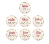Segnali Crescita Bebè - Sette Pezzi Doppia Faccia Targhette Annuncio Neonato - Dischi Marcatori Mensili Decorativi, Carte di Crescita in Legno per la Nascita Accessori per Foto