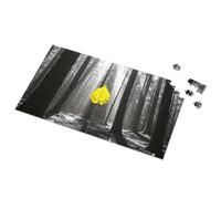 Segnali decorativi a forma di foglia gialla nella foresta illuminata dal sole, puzzle divertente con cartelli stradali e decorazioni per grotte dell'uomo (500 pezzi)