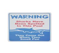 Segnali di avvertimento design divertente piscina segnali di avvertimento squali sono stati spotted in this pool metallo latta segno decorazione esterna avvertimento personalizzato parete metallo