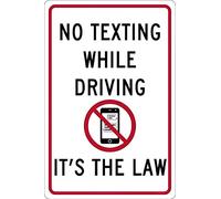 Segnali di avvertimento di sicurezza No Texting While Driving It's The Law Targa in metallo Wall Art Warning Caution Tin Signs Metal Road Yard Decor 20,3 x 30,5 cm
