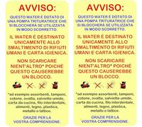 Segnali di avvertimento impermeabili per WC Macerator Lingua Italiana Adatto Saniflo/Sanitrit (2)