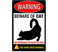 Segnali di avvertimento in alluminio Attenzione al gatto segni di gatto Tag Segnali di avvertimento recinzione cancello decorazione esterna 30,5 x 40,6 cm
