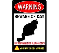 Segnali di avvertimento in alluminio Attenzione al gatto segni di gatto Tag Segnali di avvertimento recinzione cancello decorazione esterna 30,5 x 40,6 cm