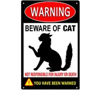 Segnali di avvertimento in alluminio Attenzione al gatto segni di gatto Tag Segnali di avvertimento Recinzione Cancello Decorazione Esterna 20,3 x 30,5 cm