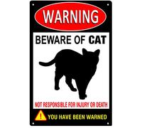 Segnali di avvertimento in alluminio Attenzione al gatto segni di gatto Tag Segnali di avvertimento Recinzione Cancello Decorazione Esterna 20,3 x 30,5 cm
