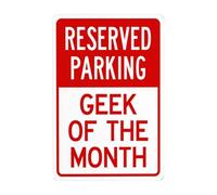 Segnali di avvertimento in metallo con scritta "Reserved Parking Geek Of The Month", cartello di avvertimento in metallo con scritta in inglese "Cautions Security", per decorazione da parete per