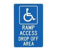 Segnali di avvertimento in metallo per handicap, Ramp Access Drop Off Area, segnale di avvertimento di sicurezza, segnale di sicurezza per decorazione da parete per affari stradali, 20 x 30 cm