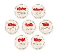 Segnali di crescita mensile - 7 pezzi Double Sided 3D Picture Signs | Reusable Home Decor Photo Props, Wooden Birth Growth Cards for Kids Room Living Room